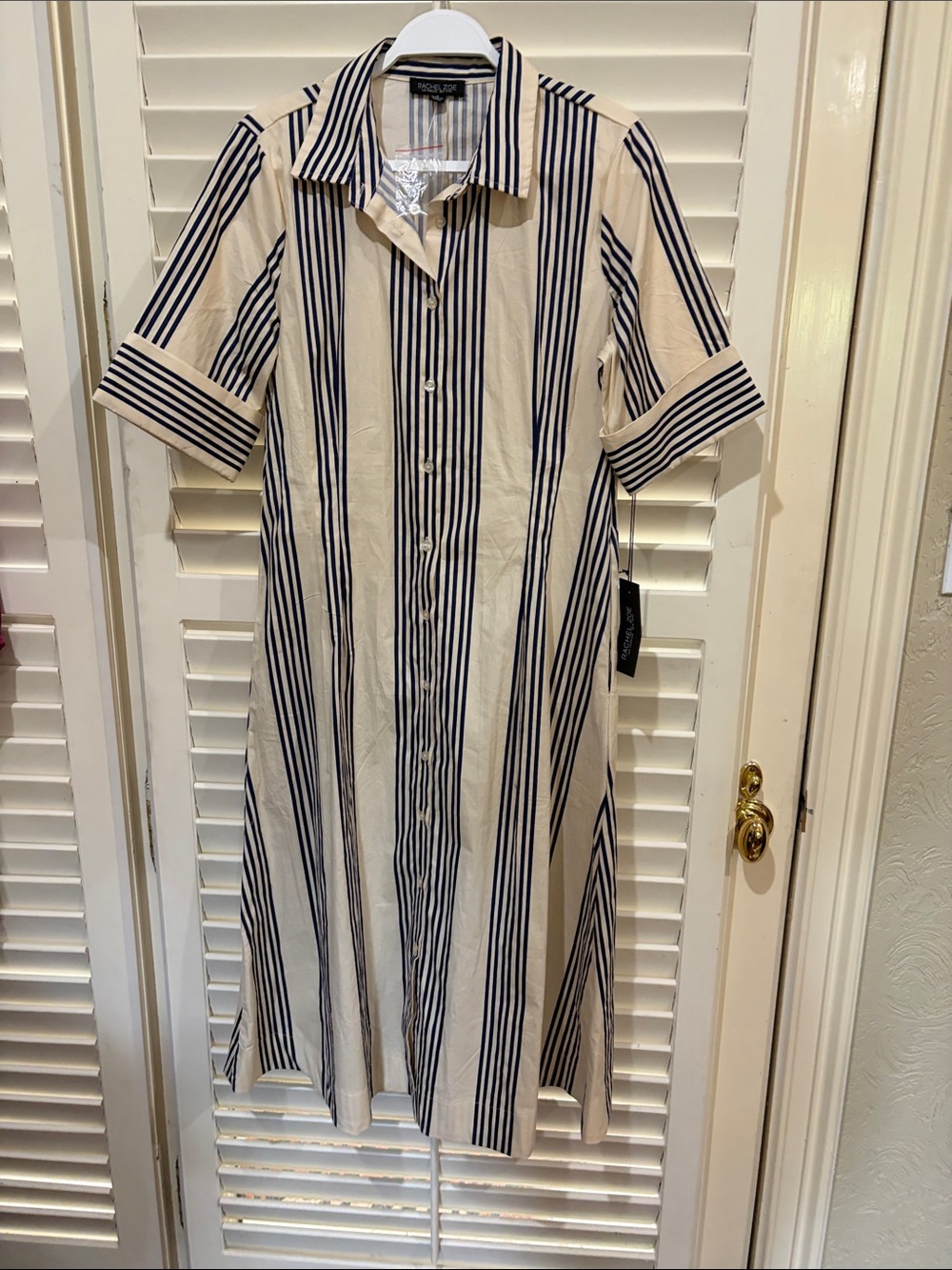 Rachel Zoe Navy and Cream Striped Dress. Size 8 NWT